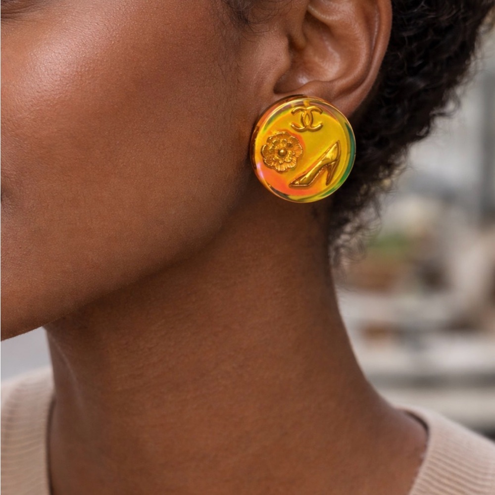CHANEL Iridescent Icon Button Earrings - Picture 13 of 13